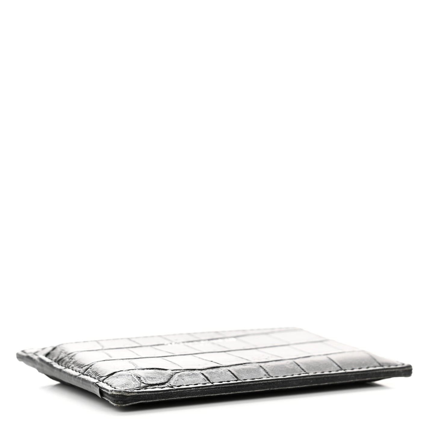Calfskin Crocodile Embossed Card Case Black