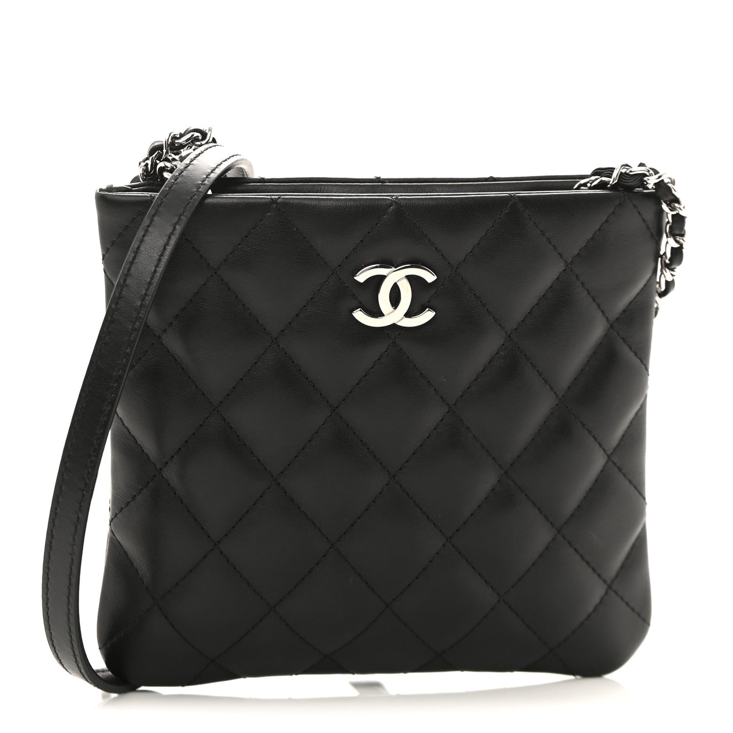 Lambskin Quilted Uniform Crossbody Bag Black