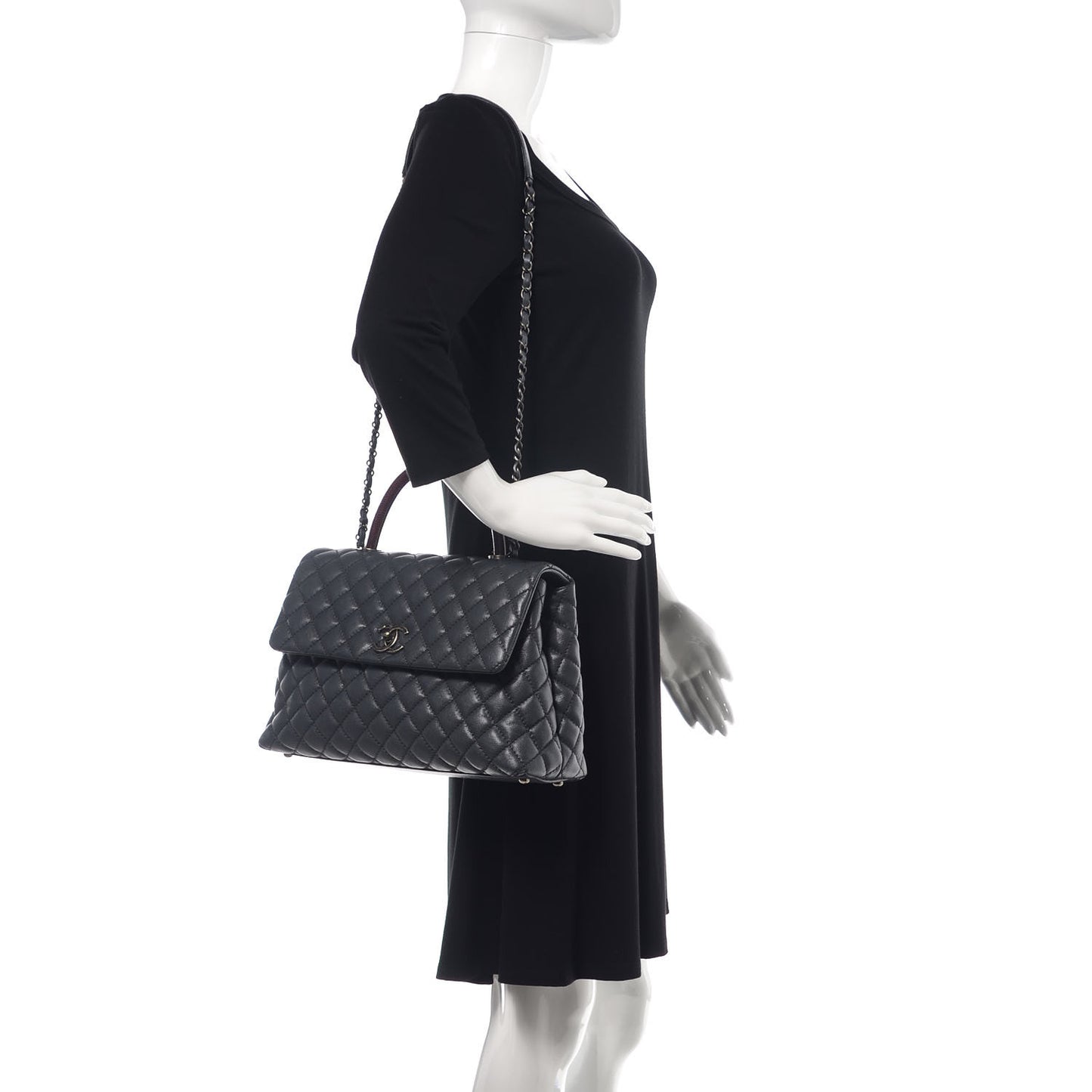 Caviar Lizard Quilted Medium Coco Handle Flap Grey