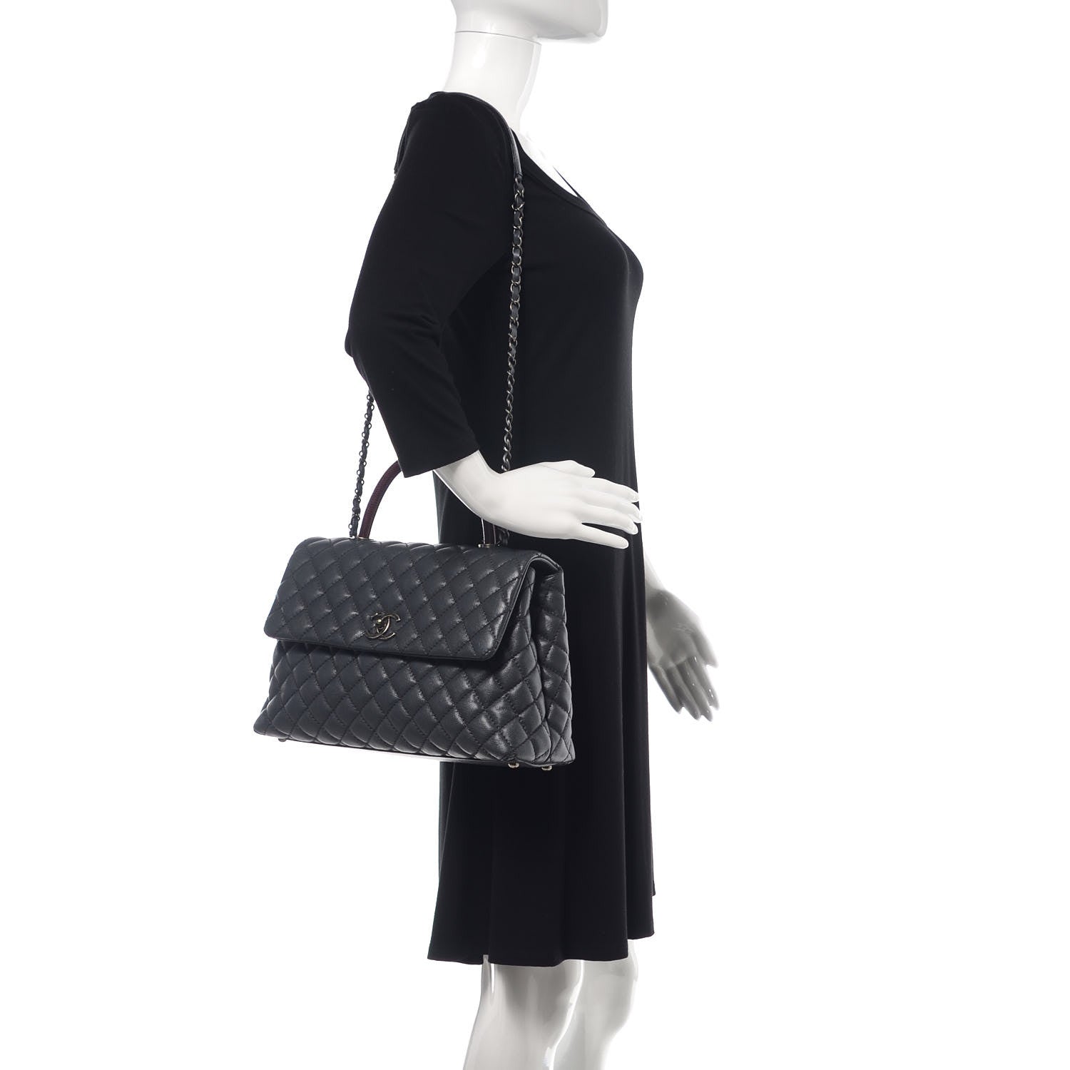 Chanel Caviar Lizard Quilted Medium Coco Handle Flap Grey 2 of 10