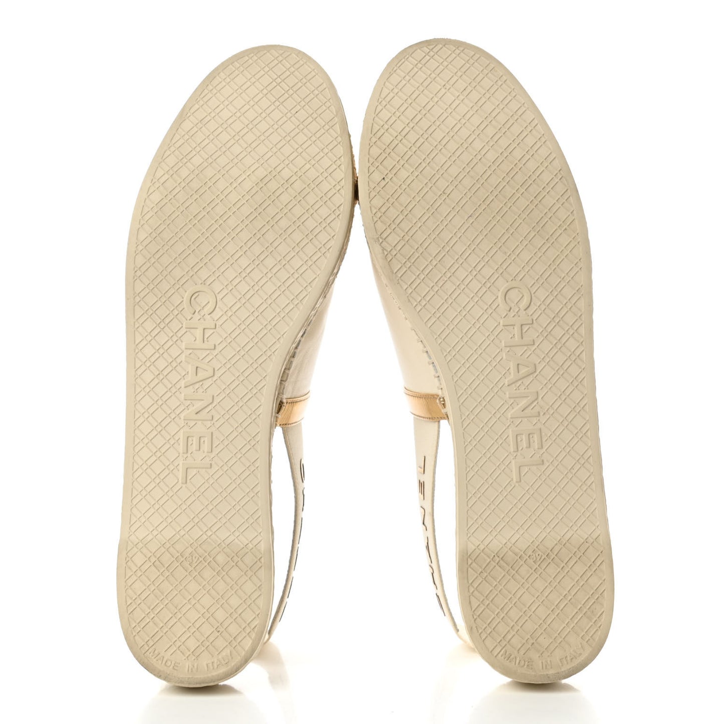 Metallic Lambskin CC Slingback Espadrilles 39 Ivory Gold