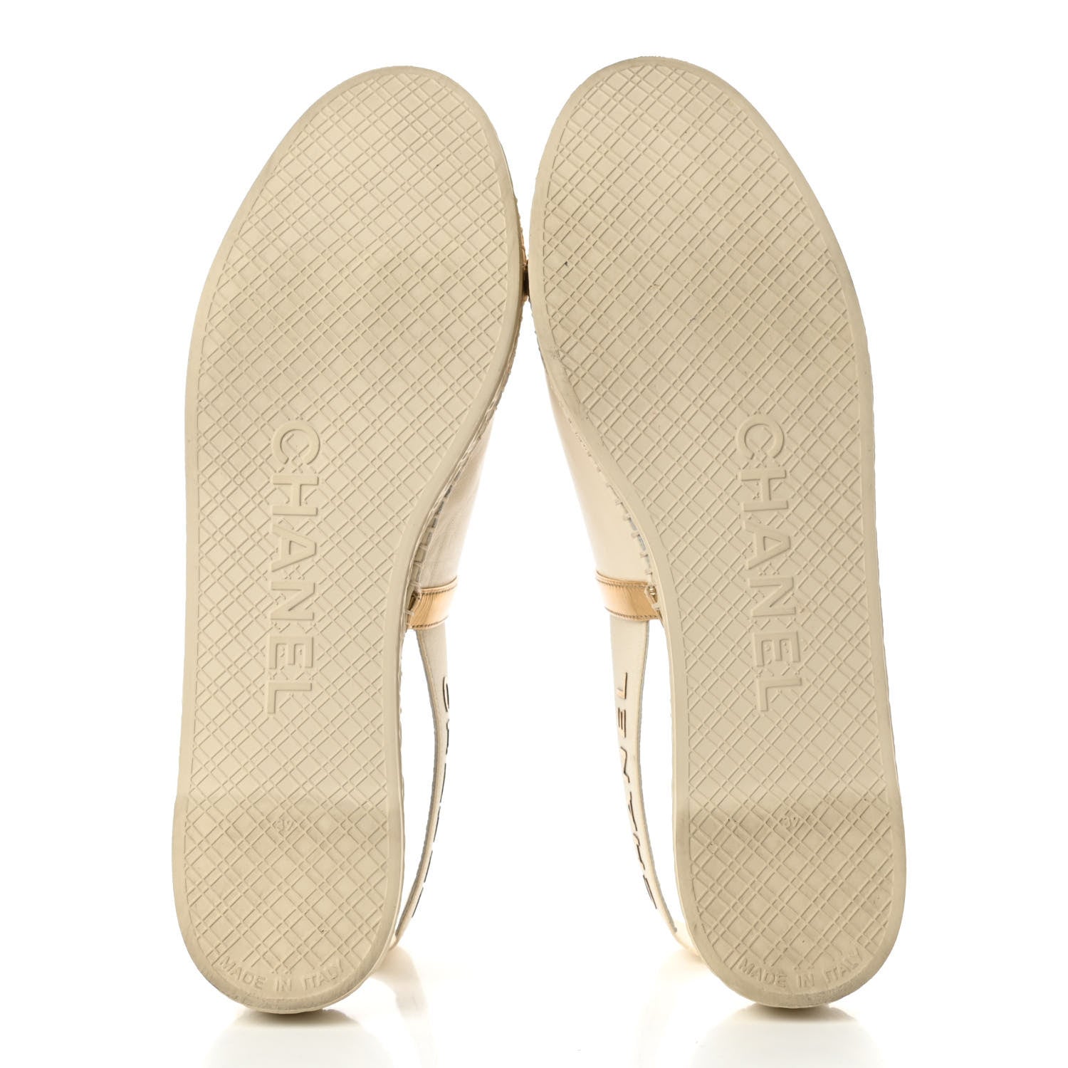 Chanel Metallic Lambskin CC Slingback Espadrilles 39 Ivory Gold 5 of 8