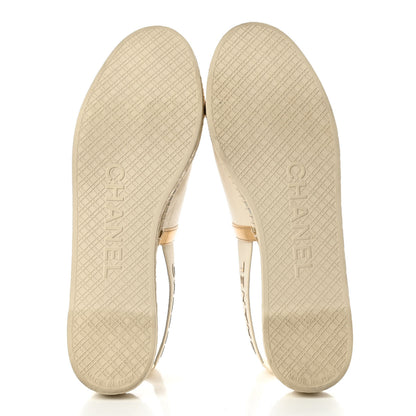 Chanel Metallic Lambskin CC Slingback Espadrilles 39 Ivory Gold 5 of 8
