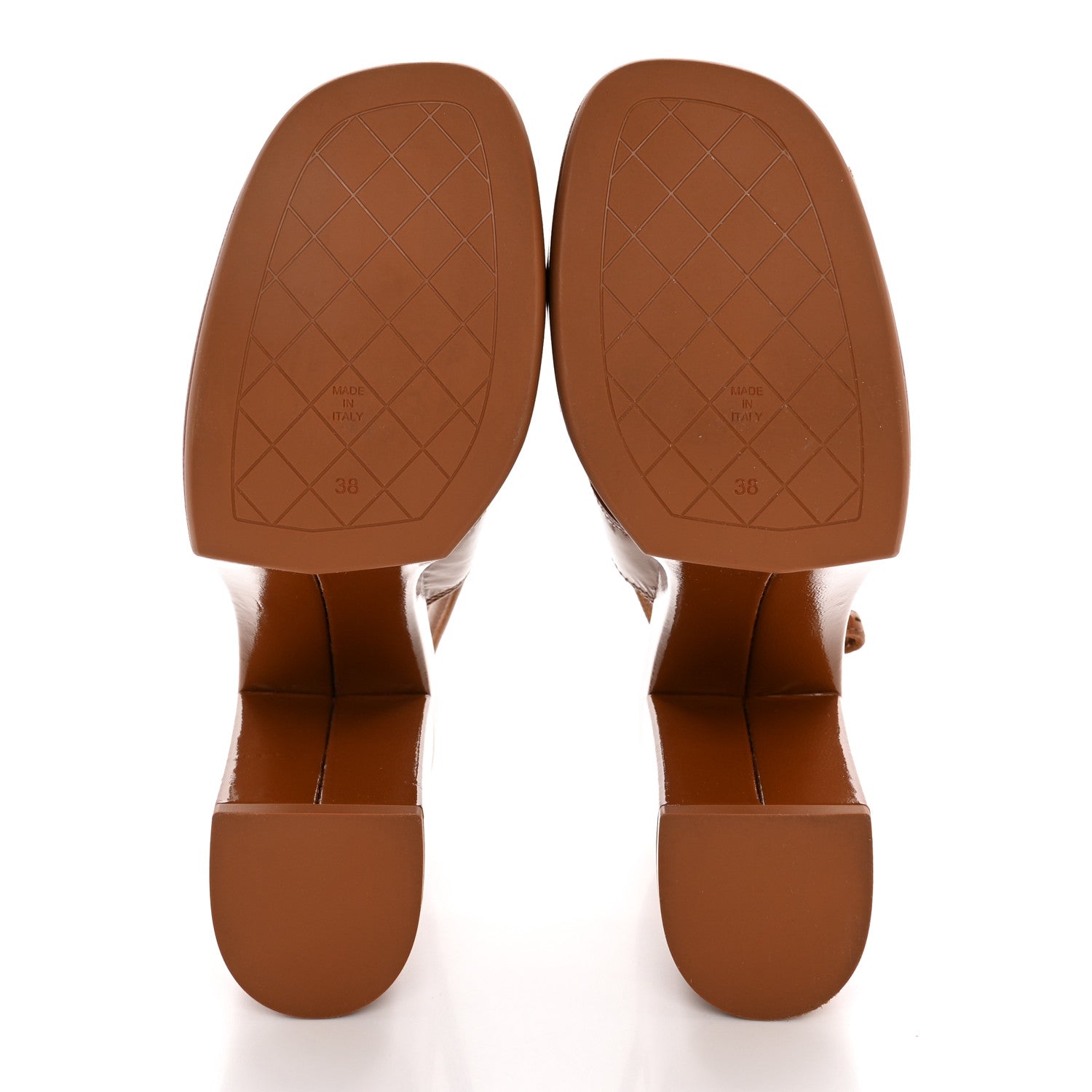 Chanel Crumpled Patent Lambskin Platform Sandals 38 Light Brown 5 of 11