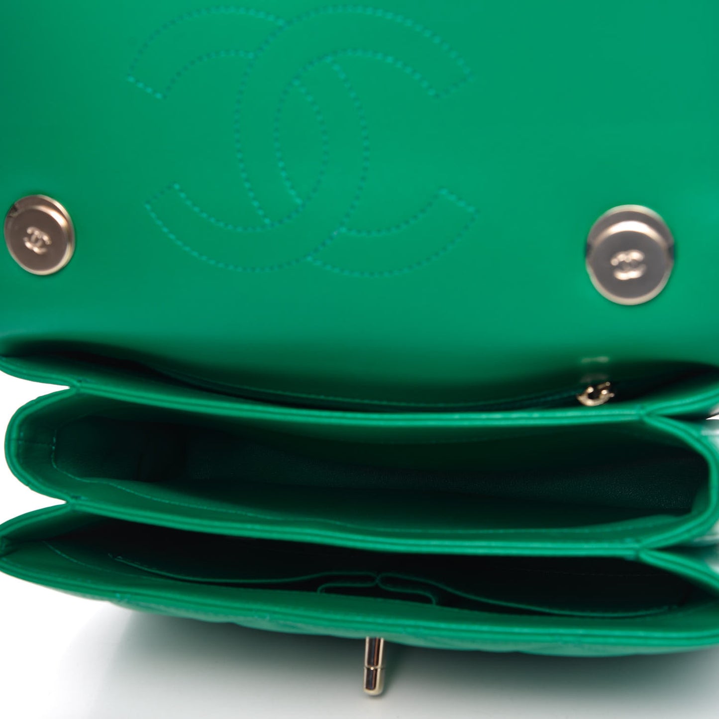 Lambskin Quilted Small Trendy CC Flap Dual Handle Bag Green