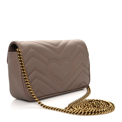 Gucci Calfskin Matelasse Super Mini GG Marmont Shoulder Bag Porcelain Rose 3 of 10
