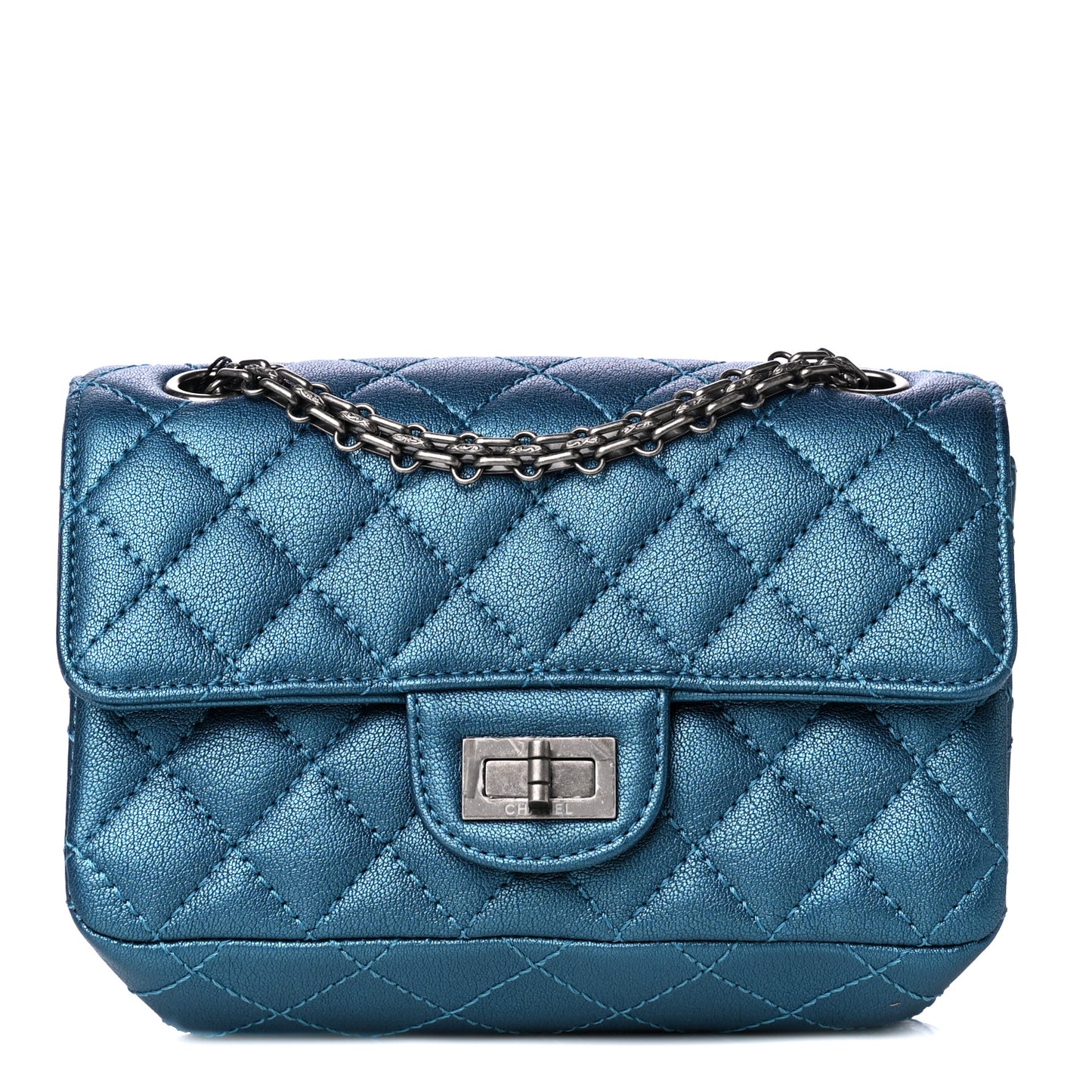 Metallic Sheepskin Quilted 2.55 Reissue Mini Flap Blue