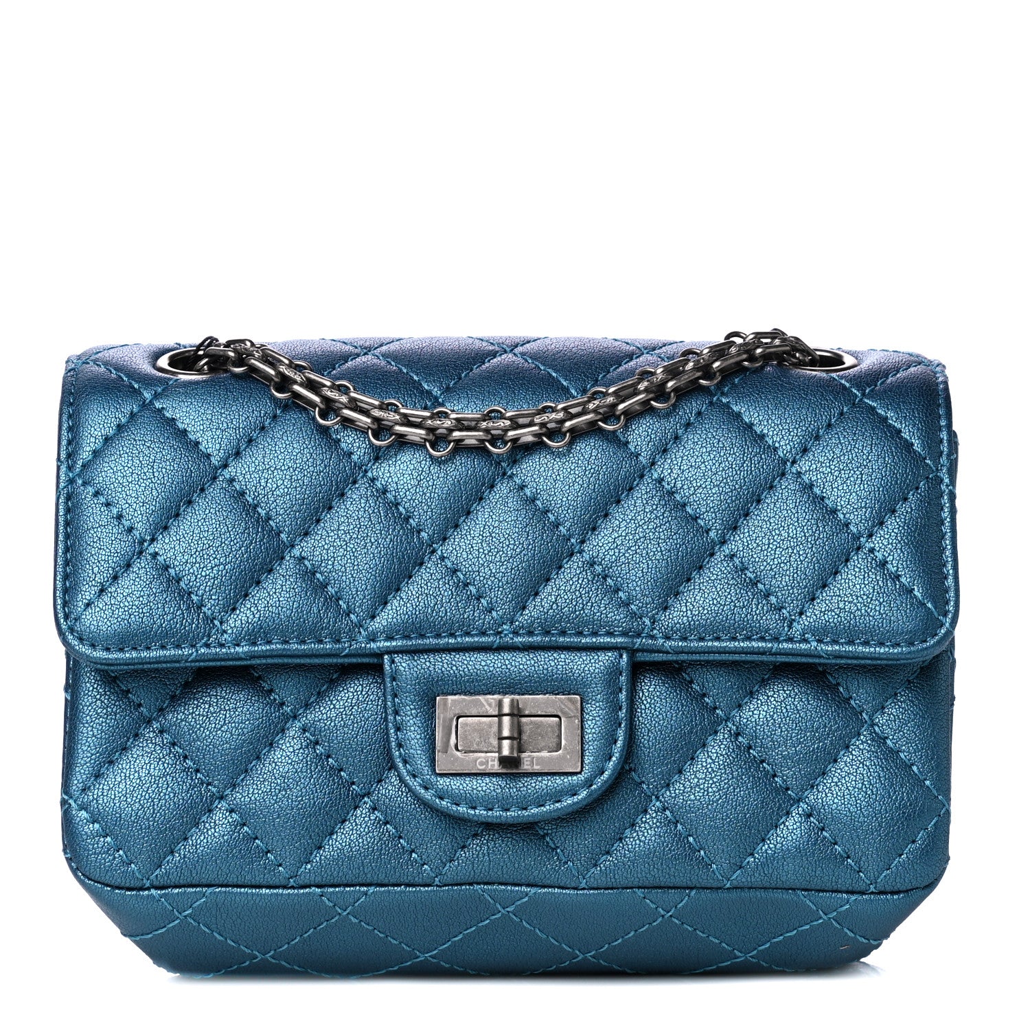 Chanel Metallic Sheepskin Quilted 2.55 Reissue Mini Flap Blue 1 of 10