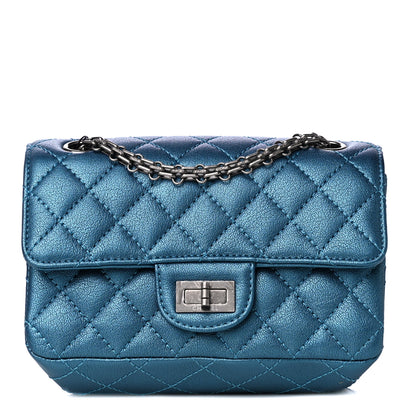 Chanel Metallic Sheepskin Quilted 2.55 Reissue Mini Flap Blue 1 of 10