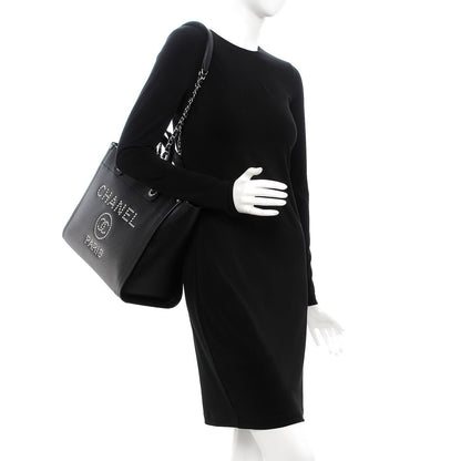 Chanel Caviar Small Studded Deauville Tote Black 2 of 8