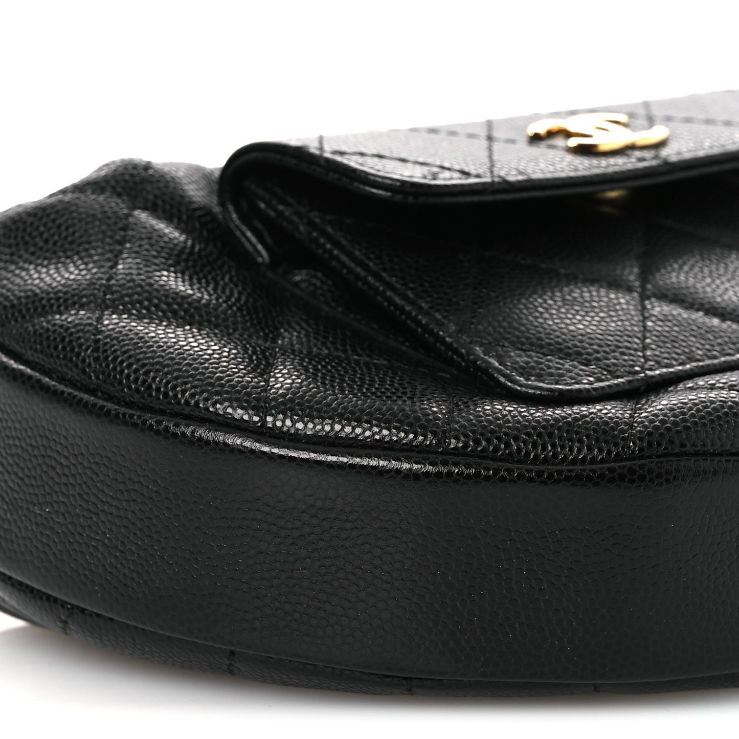 Caviar Quilted Polly Pocket Pouch Hobo Black