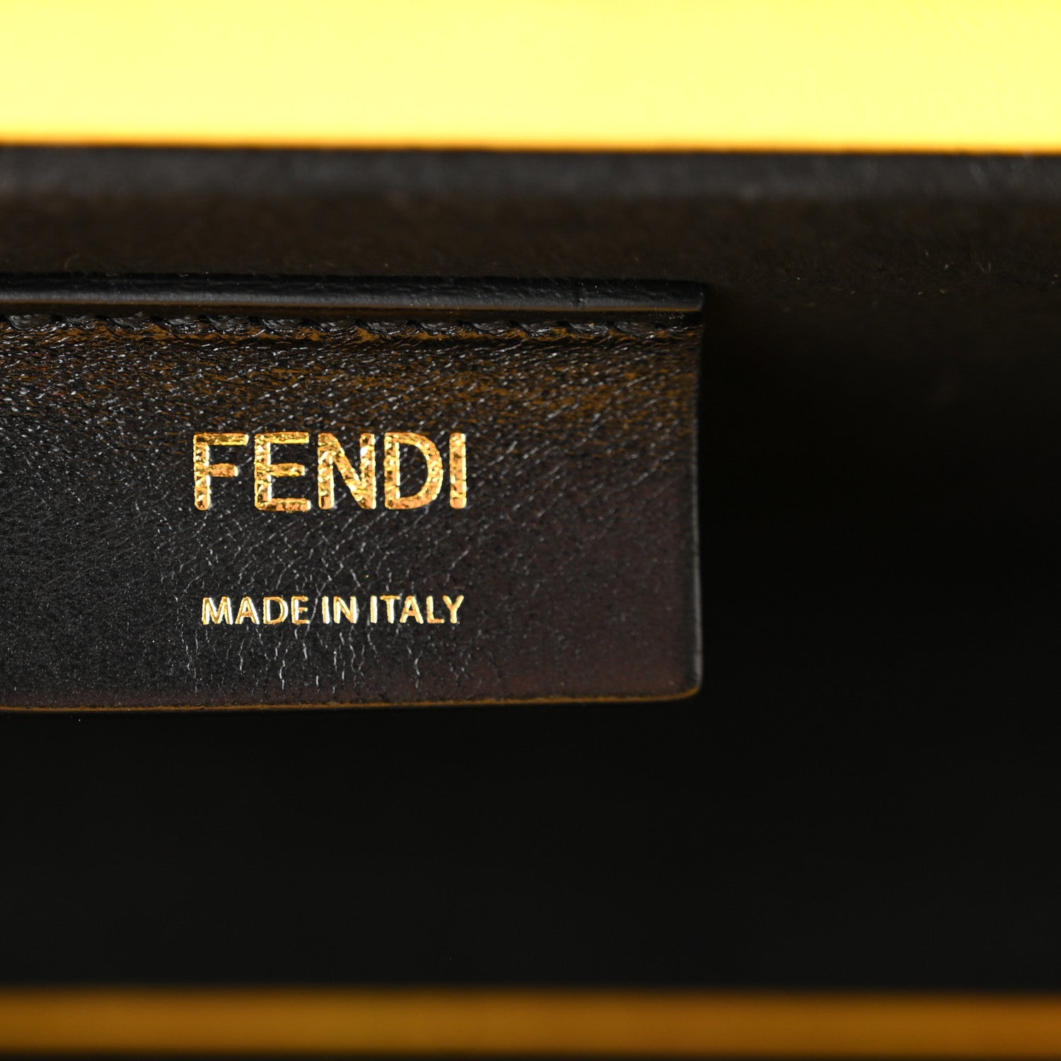 Fendi Vitello Fluffy Logo Horizontal Box Crossbody Bag Yellow Box Black 6 of 10