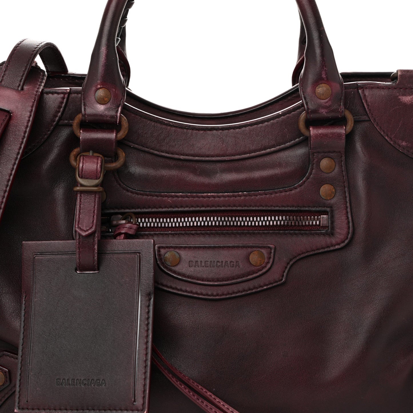 Used Calfskin Rust Hardware Neo Classic City Burgundy