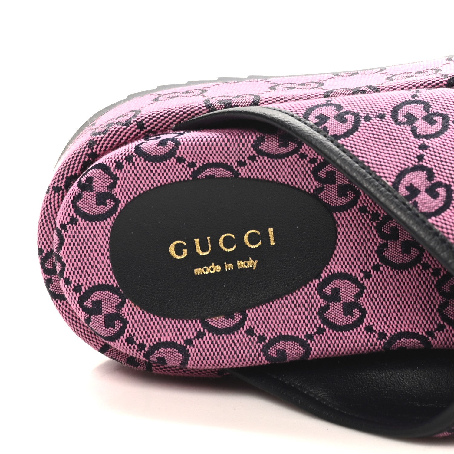 Gucci Monogram Multicolor Criss Cross Platform Slide Sandals 36.5 Pink Blue 7 of 9