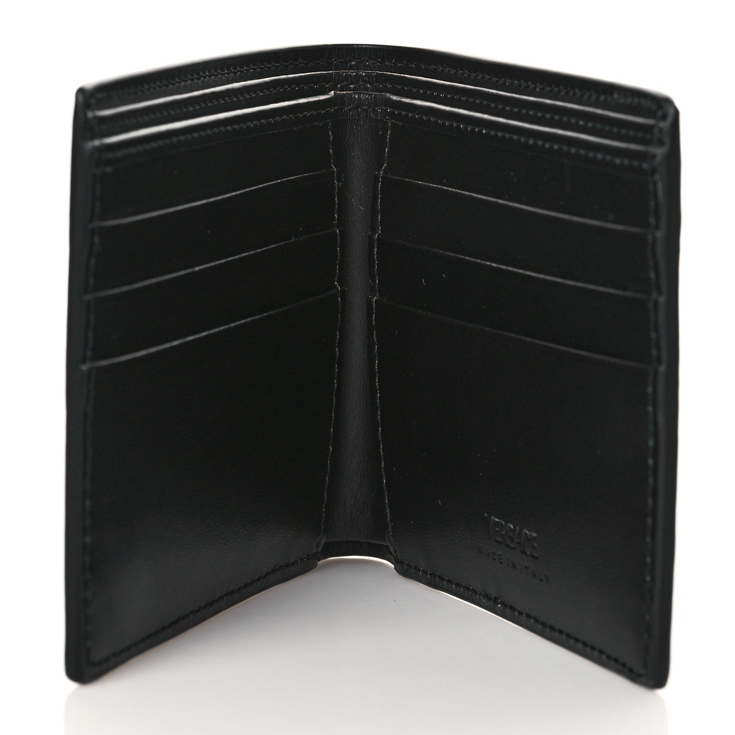 Versace Calfskin Bi-Fold Wallet Black 5 of 8