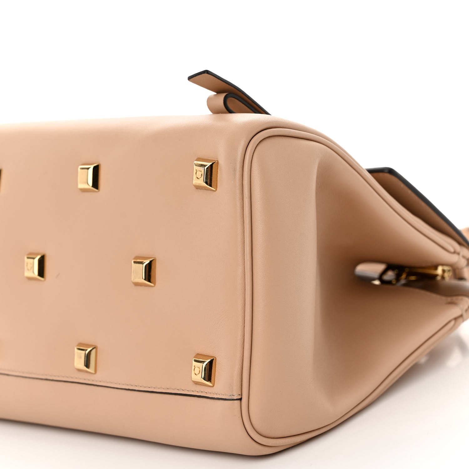Salvatore Ferragamo Calfskin Medium Studio Bag Almond 9 of 10