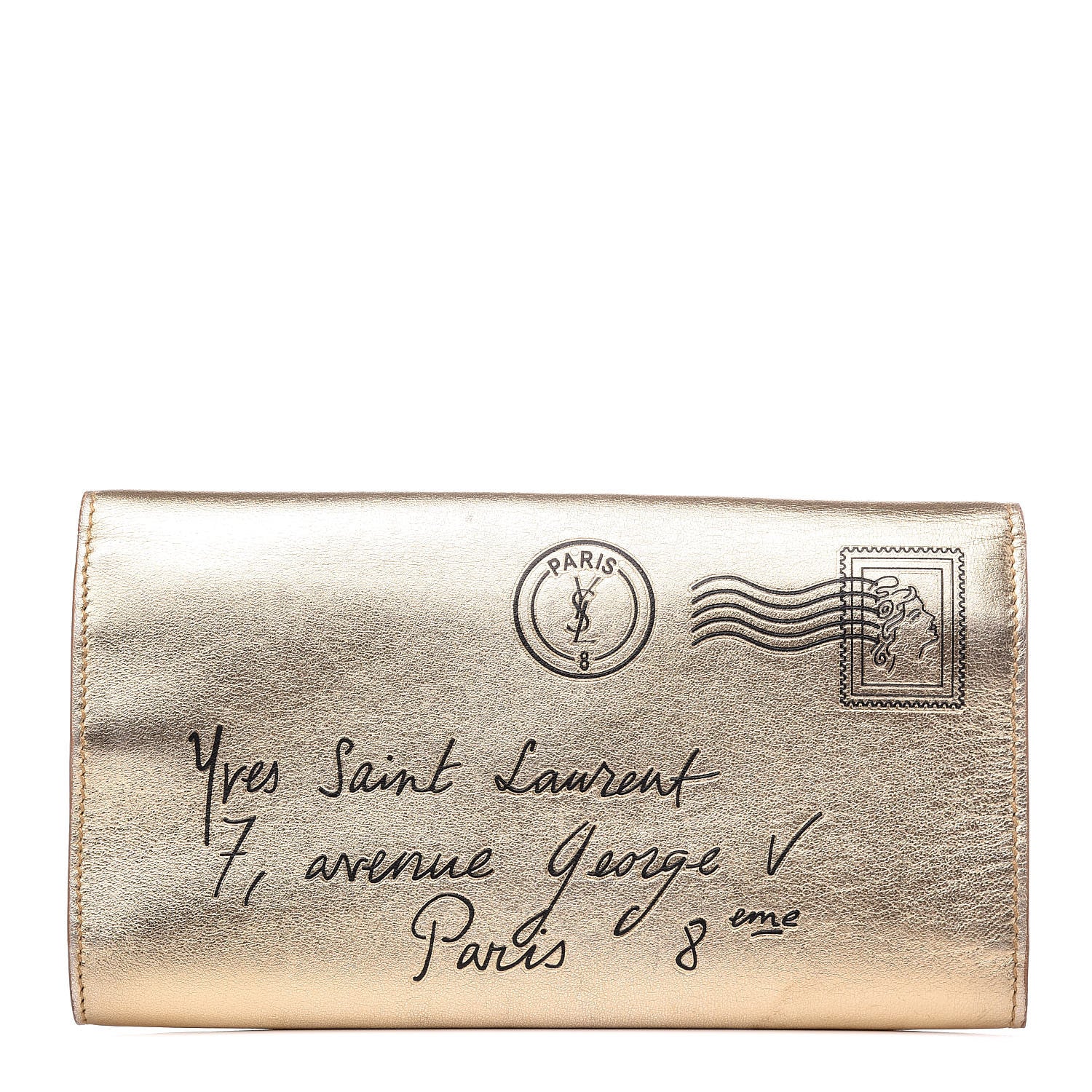 Saint Laurent Metallic Calfskin Y-Mail Clutch Gold 1 of 10