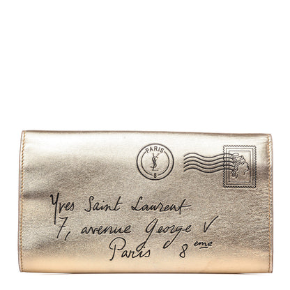 Saint Laurent Metallic Calfskin Y-Mail Clutch Gold 1 of 10