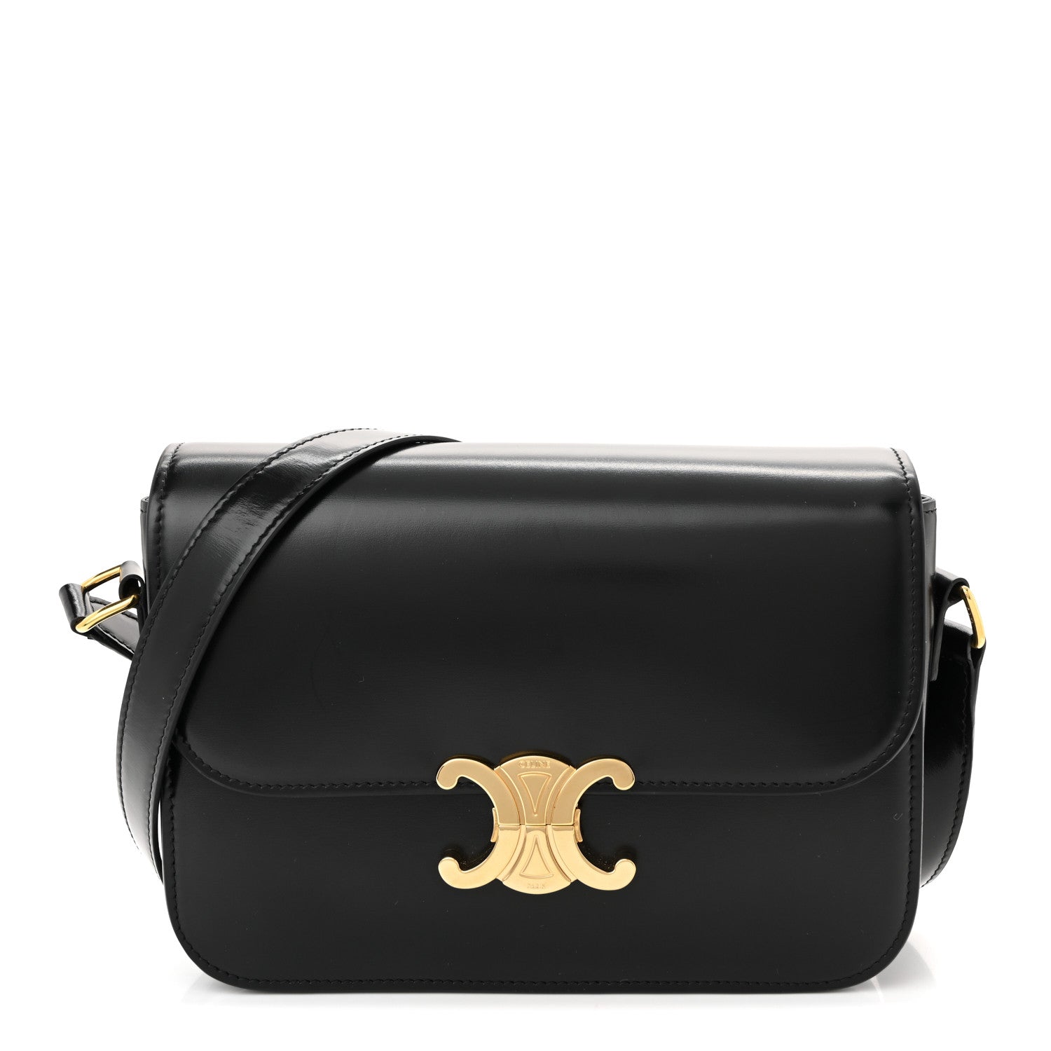 Celine Shiny Calfskin Medium Triomphe Black 1 of 10