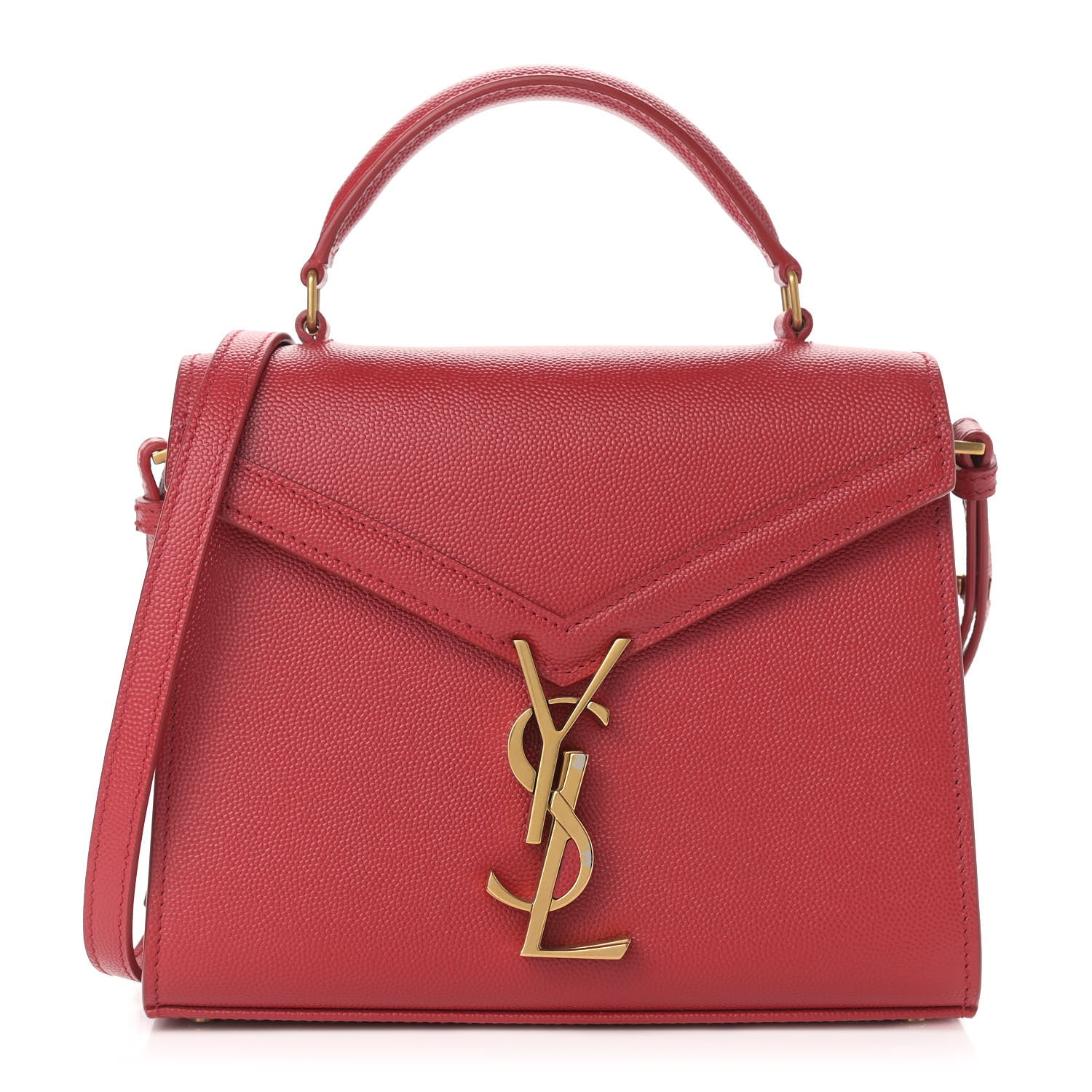 Saint Laurent Grain de Poudre Mini Classic Monogram Cassandra Top Handle Red 1 of 10