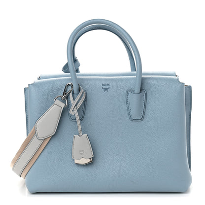 MCM Grained Calfskin Medium Milla Tote Sky Blue 1 of 8