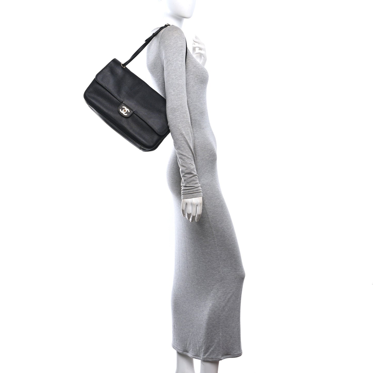 Grained Calfskin Small Souplissimo Maxi Flap Black
