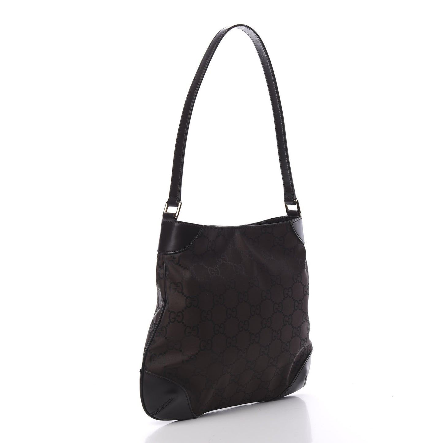 Nylon Signature Hobo Shoulder Bag Brown