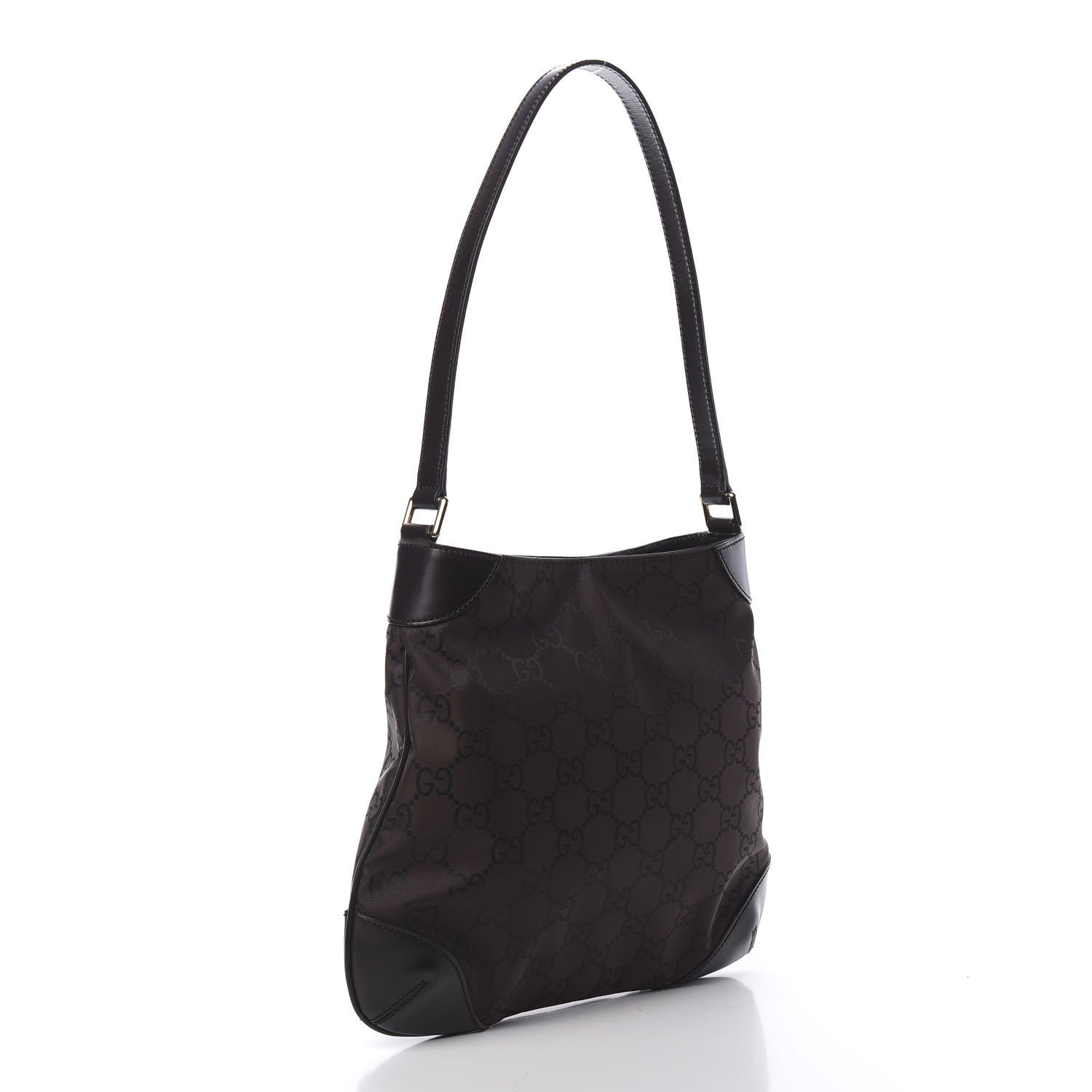 Gucci Nylon Signature Hobo Shoulder Bag Brown 2 of 10