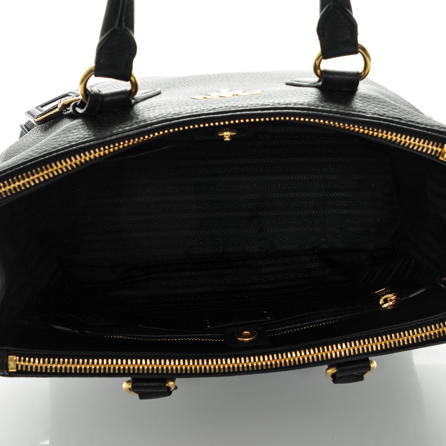 Vitello Daino Large Double Zip Tote Nero Black