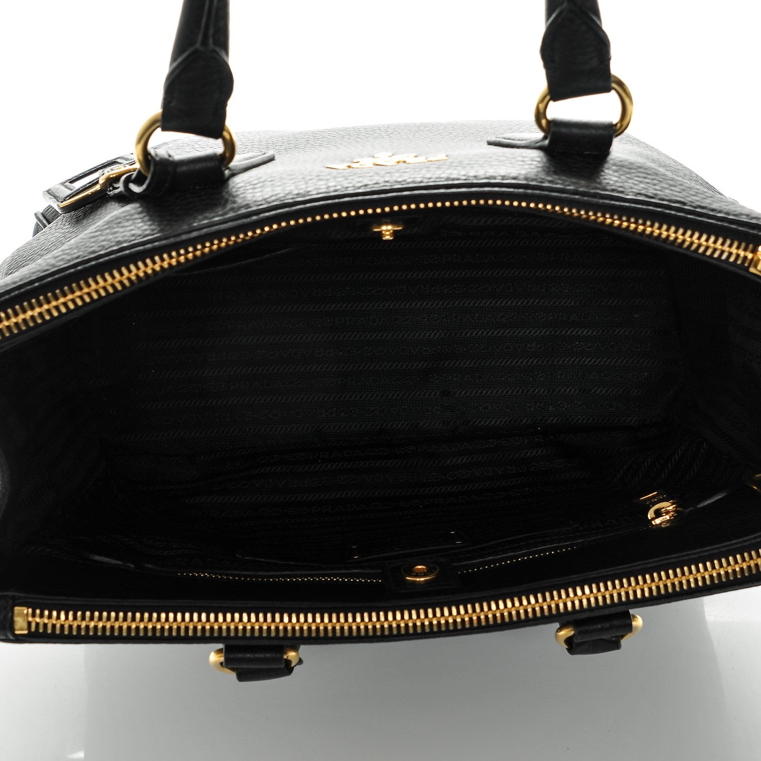 Prada Vitello Daino Large Double Zip Tote Nero Black 5 of 7