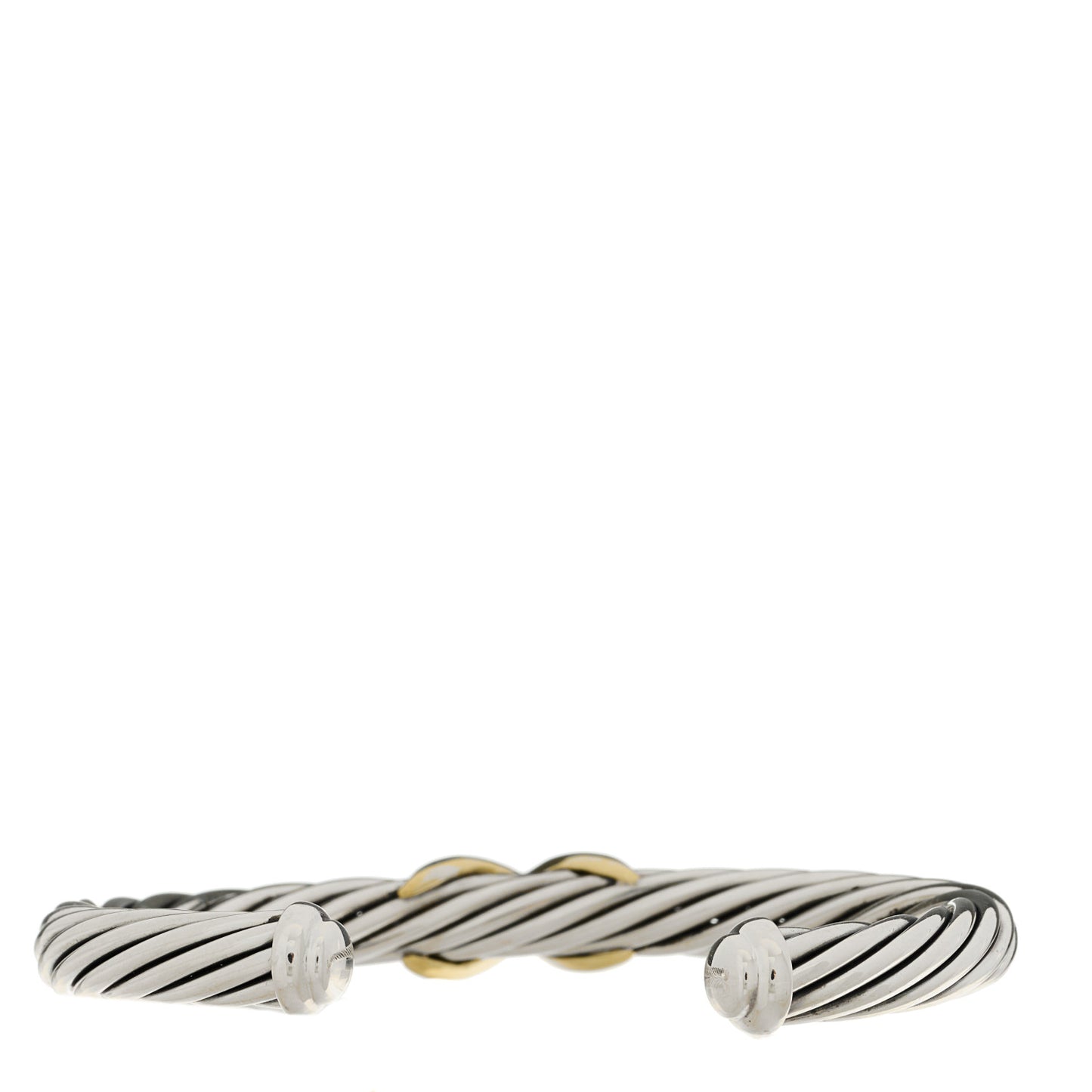 Sterling Silver 14K Yellow Gold 7mm X Station Cable Bracelet