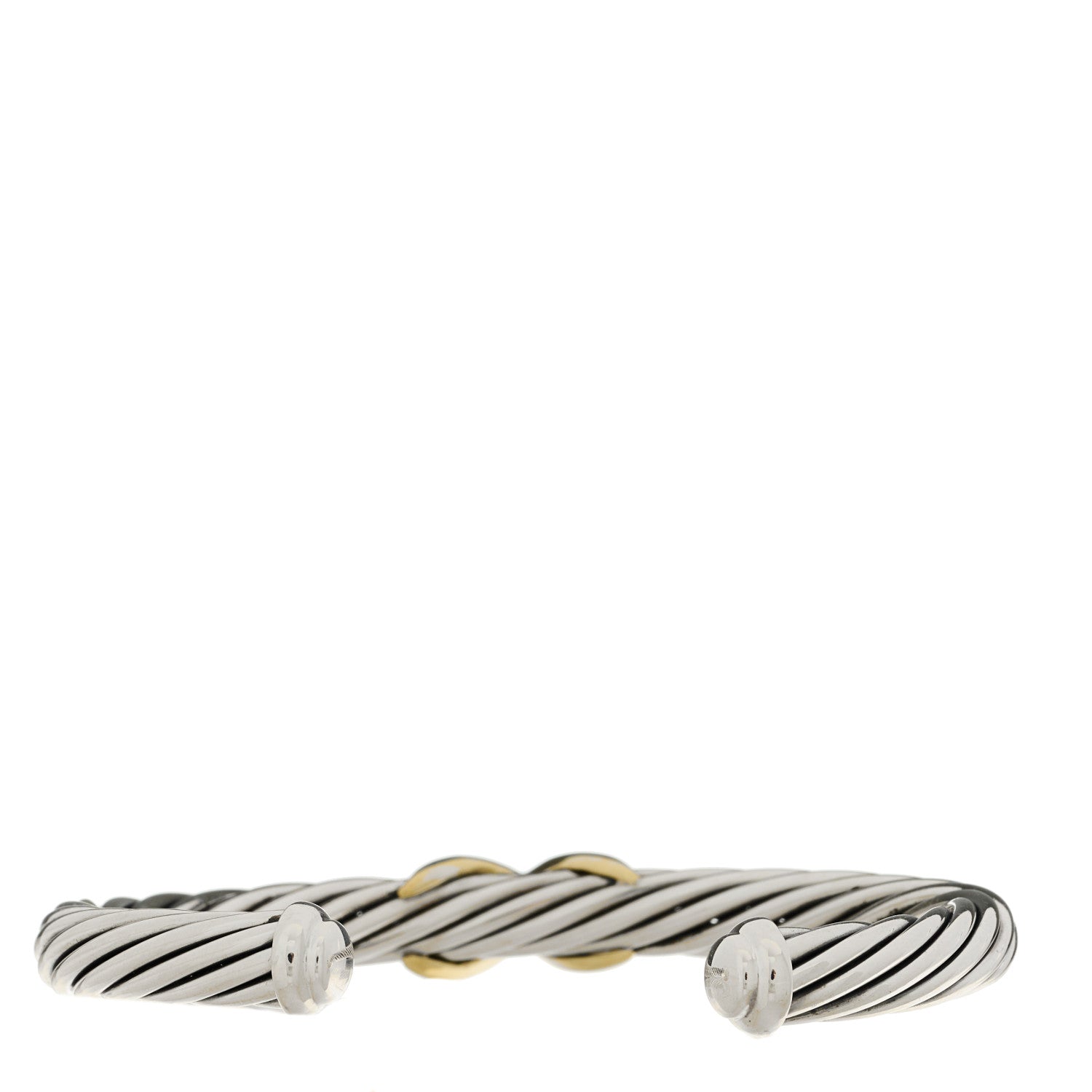 David Yurman Sterling Silver 14K Yellow Gold 7mm X Station Cable Bracelet 2 of 3