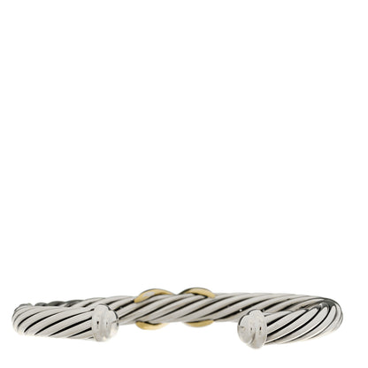 David Yurman Sterling Silver 14K Yellow Gold 7mm X Station Cable Bracelet 2 of 3