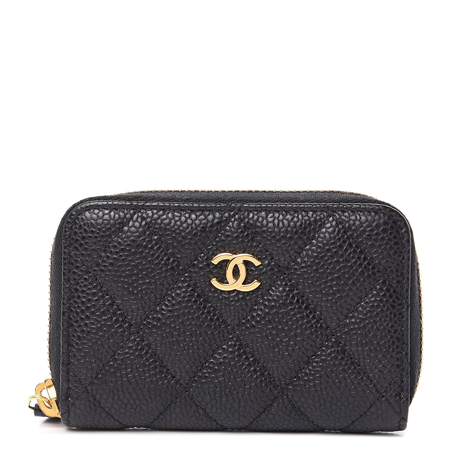 Caviar Quilted Zip Coin Purse Black