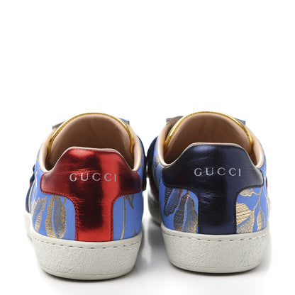 Gucci Lurex Jacquard Crystal Sylvie Web Branches Womens Ace Sneakers 36 Pervinca Gold 4 of 10