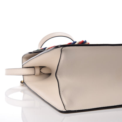 Gucci Calfskin Embroidered Medium Sylvie Top Handle Bag White 10 of 21