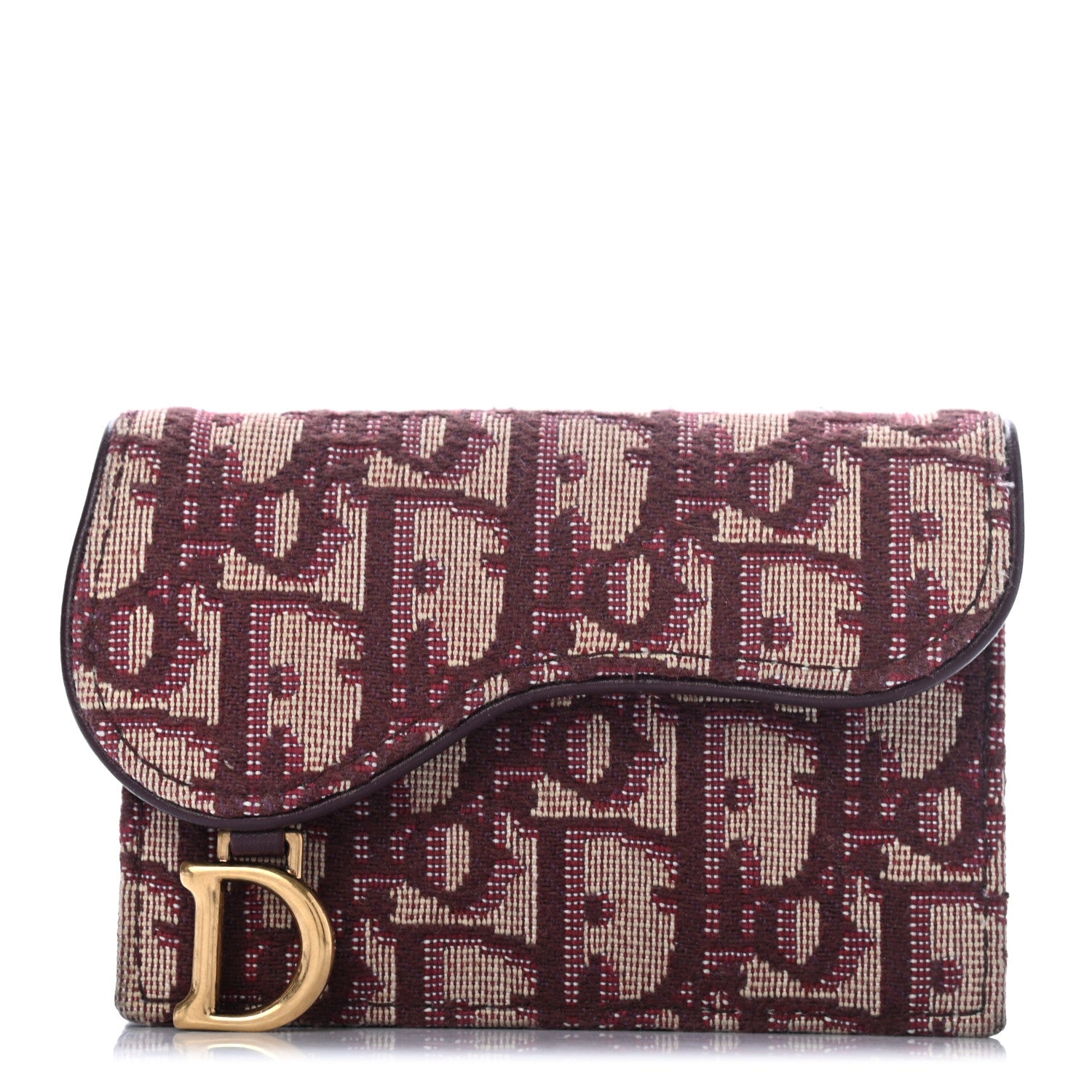 Christian Dior Oblique Saddle Card Holder Bordeaux 1 of 7