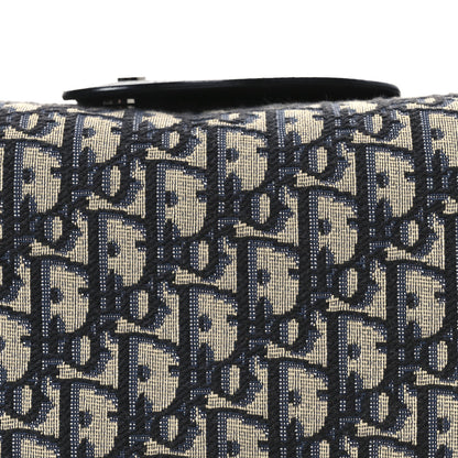 Christian Dior Oblique Jacquard Grained Calfskin Lingot Toiletry Case Blue Black 8 of 11