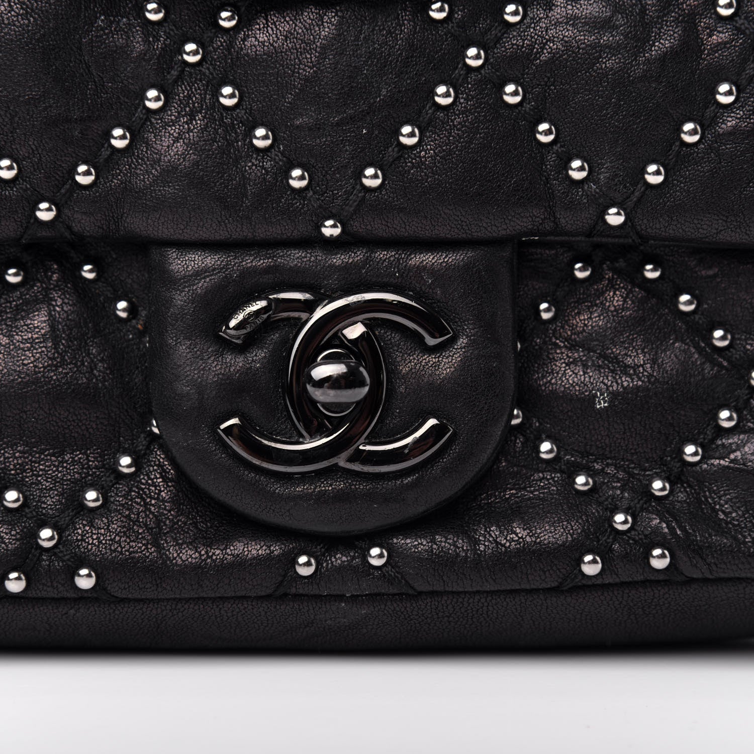 Chanel Washed Lambskin Studded Small Metal Beauty Flap Black 10 of 10
