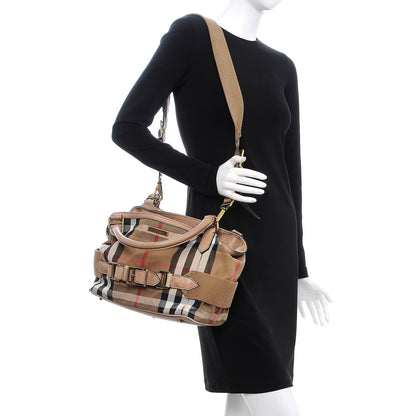 Burberry Calfskin House Check Medium Brecon Tote Dark Stone 2 of 13