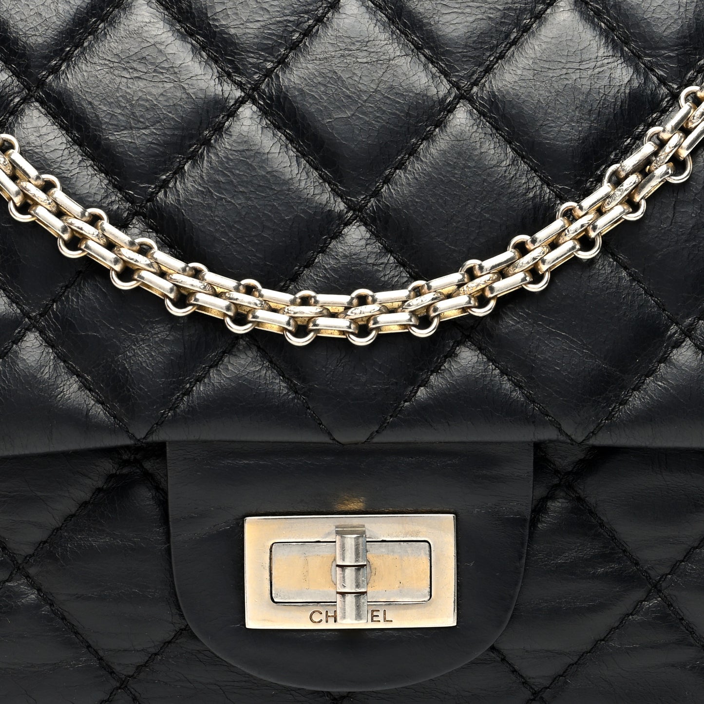 Aged Calfskin Quilted 2.55 Reissue 227 Flap Black