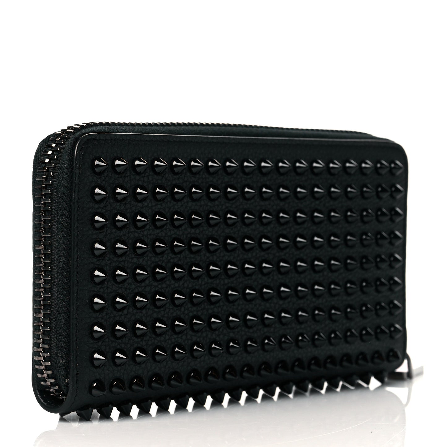 Calfskin Panettone Spiked Zip Around Wallet Black