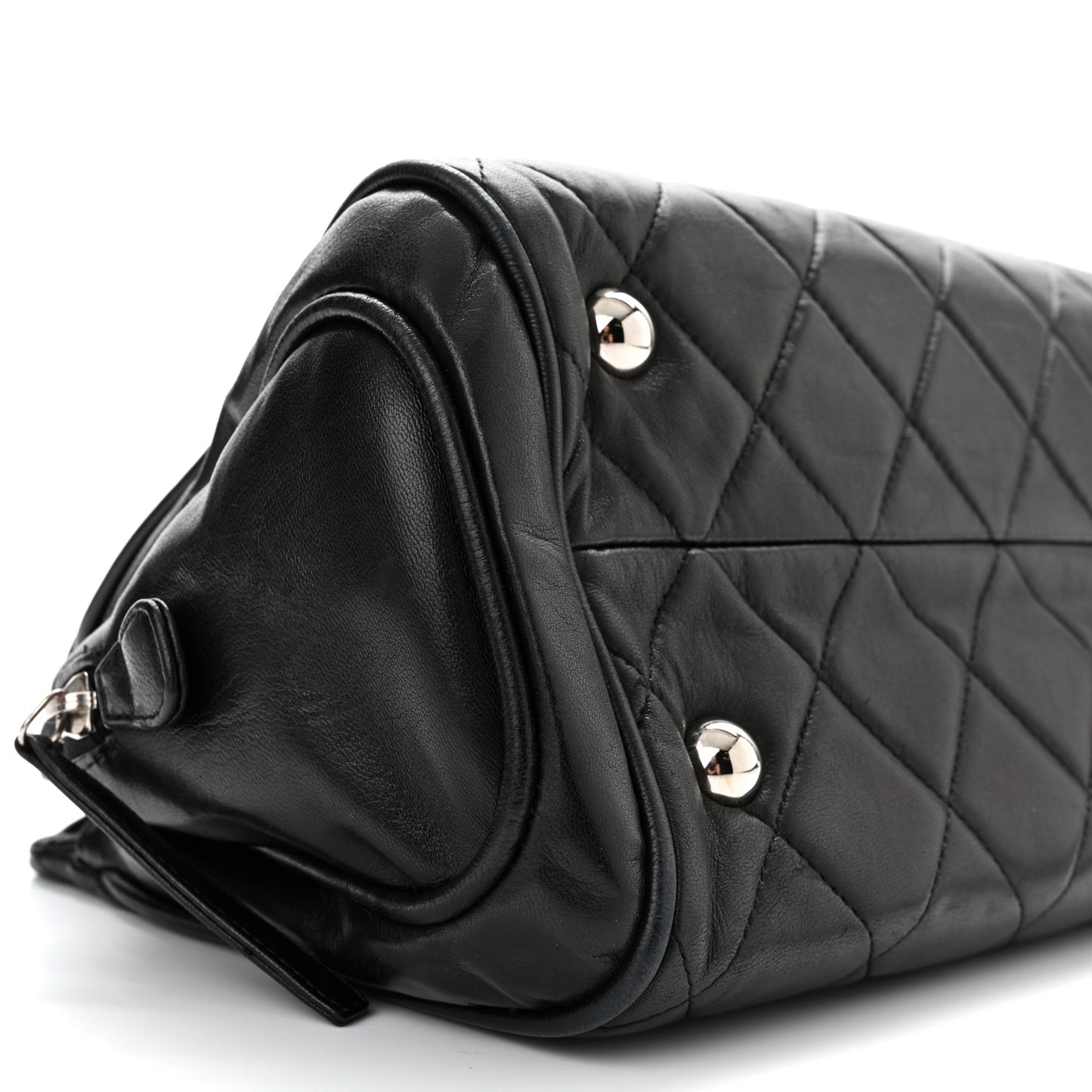 Lambskin Quilted Shopping Tote Black