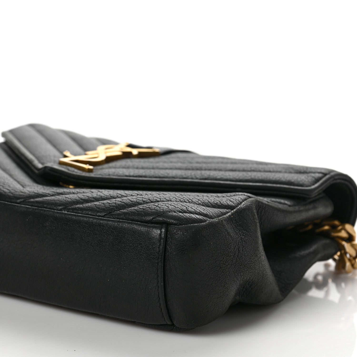 Saint Laurent Sheepskin Matelasse Chevron Monogram Medium College Bag Black 8 of 19