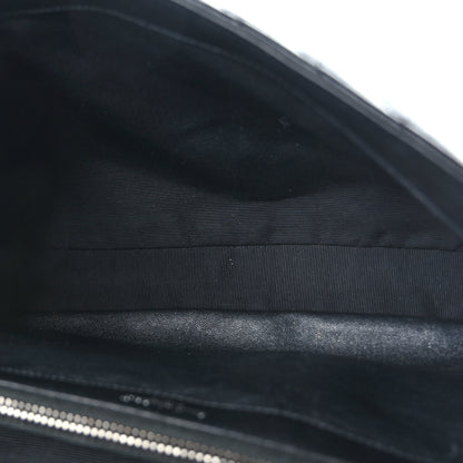 Saint Laurent Sheepskin Matelasse Chevron Monogram Large College Satchel Black 5 of 9