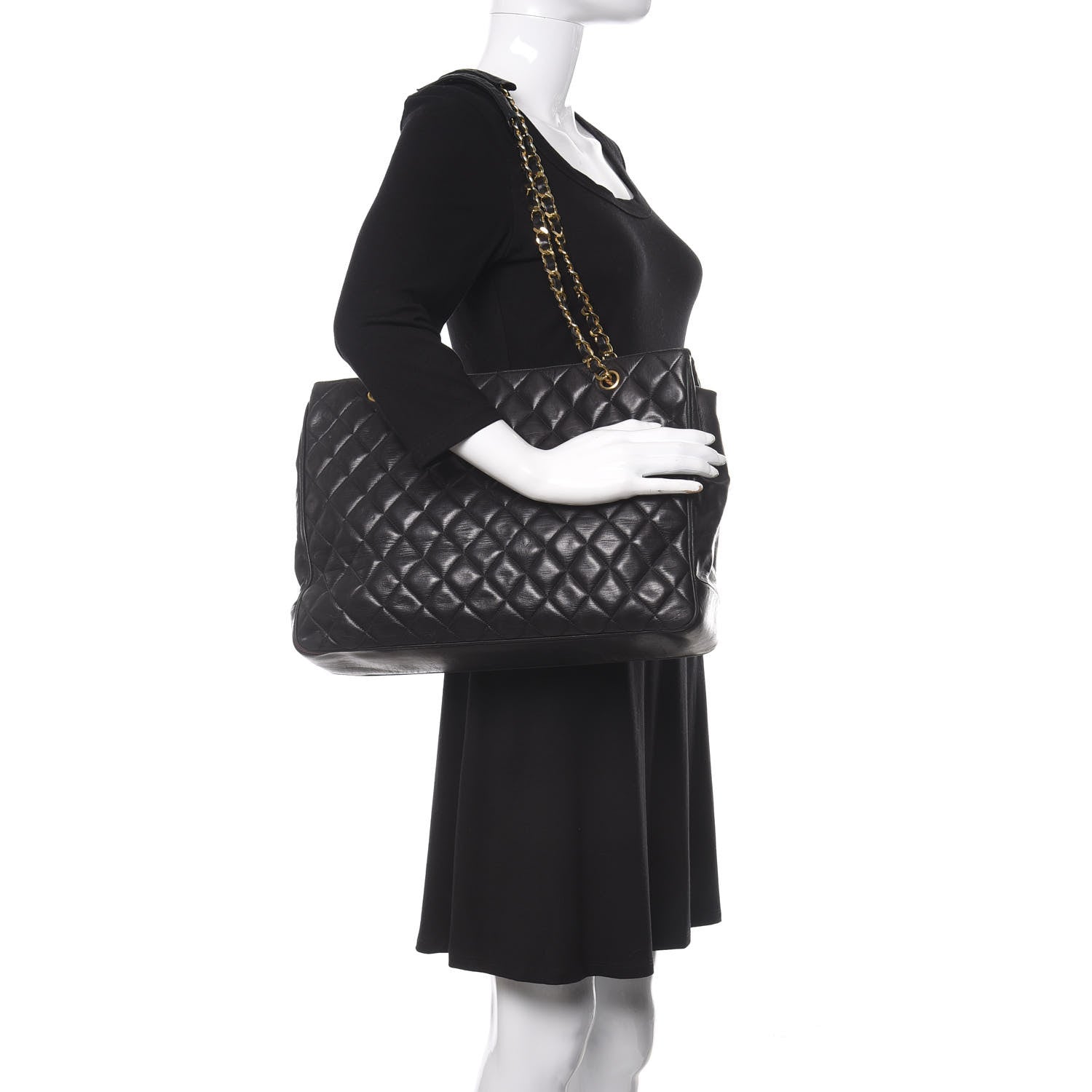 Chanel Lambskin Quilted Shopping Tote Black 2 of 18