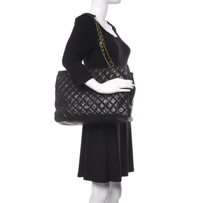 Chanel Lambskin Quilted Shopping Tote Black 2 of 18