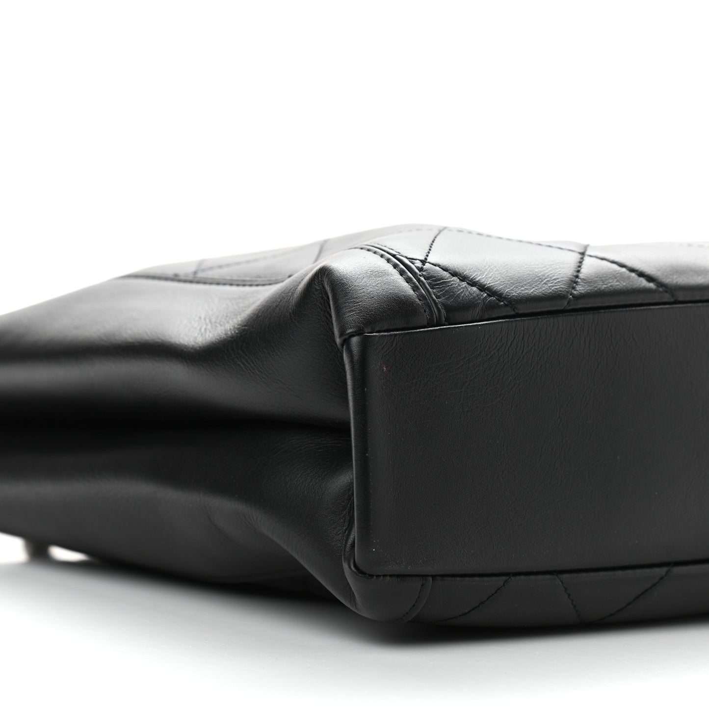 Calfskin Quilted CC Front Pocket Shopping Tote Black