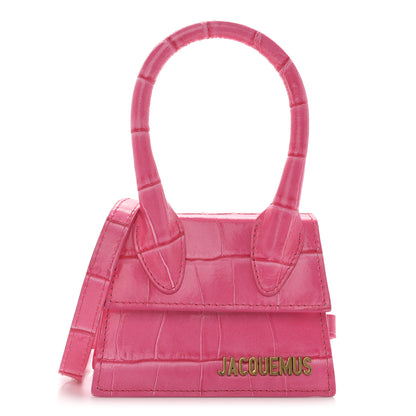 Jacquemus Calfskin Crocodile Embossed Le Chiquito Pink 1 of 11
