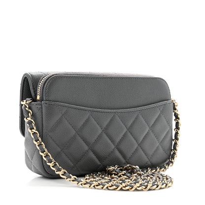 Chanel Caviar Quilted Flap Phone Holder With Chain Grey 3 of 14
